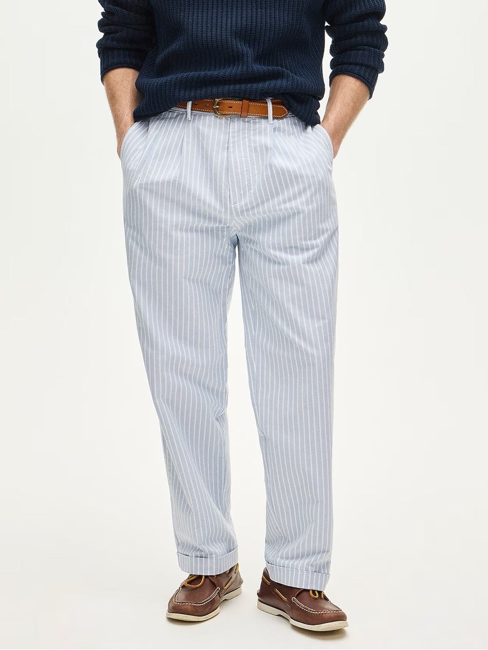 J. CREW Relaxed-fit double-pleated oxford chino pant in stripe 32/32 $138 CT830
